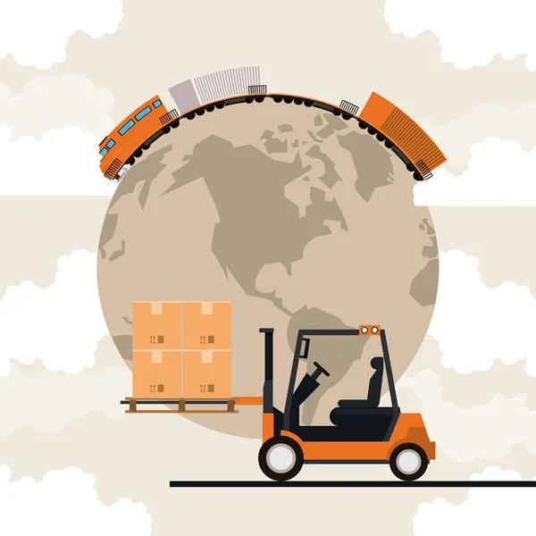Transporte de mercancías mercancías caricatura logística — Vector de stock