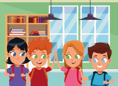 çocukluk sevimli okul öğrencileri karikatür