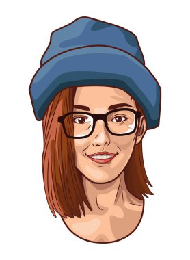 Pop art güzel kadın yüz gülümseyerek