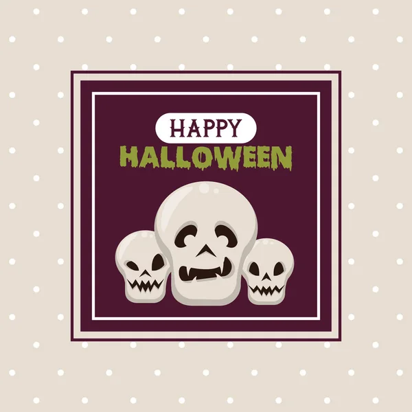 Tarjeta de la temporada de Halloween feliz con dibujos animados — Vector de stock