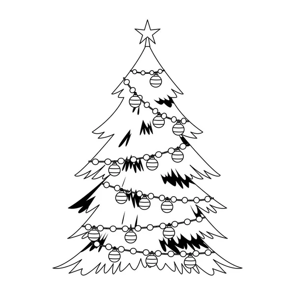 Christmas tree with ornaments, flat design — 스톡 벡터