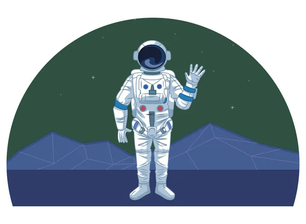 宇宙探検漫画の宇宙飛行士 — ストックベクタ
