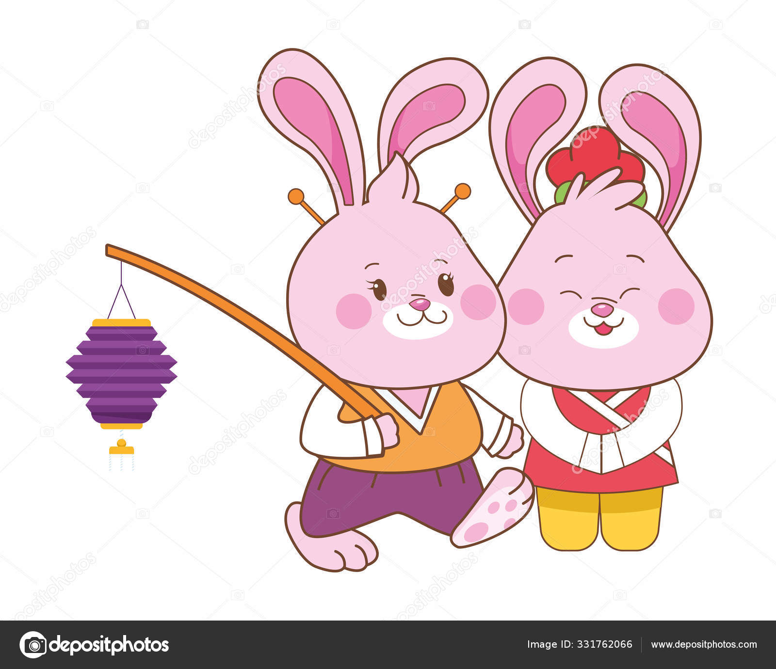 Rabbits In Mid Autumn Festival Cartoons Stock Vector C Jemastock 331762066
