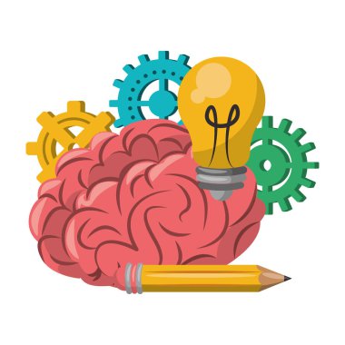 İnsan beyin zekası ve yaratıcılık karikatürler