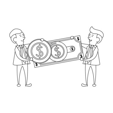 siyah beyaz para finans bankacılık karikatür tasarrufu