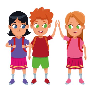 çocukluk sevimli okul öğrencileri karikatür