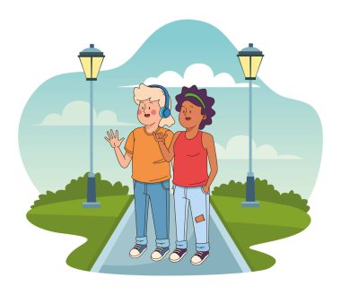 Gençler arkadaşlar gülümseyerek ve tebrik