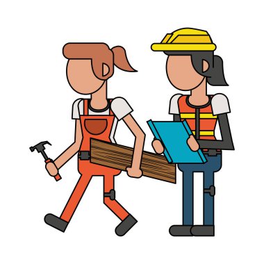 Araçları karikatürler yüzsüz ile Inşaat işçileri