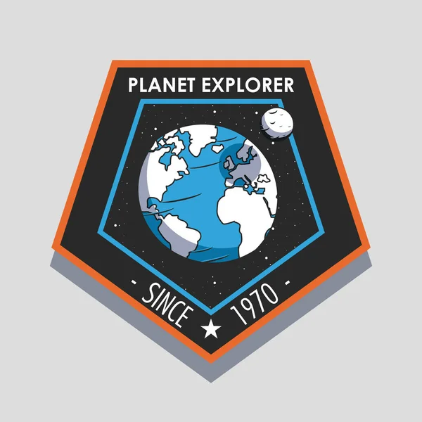 Espaço explorador patch emblema design — Vetor de Stock