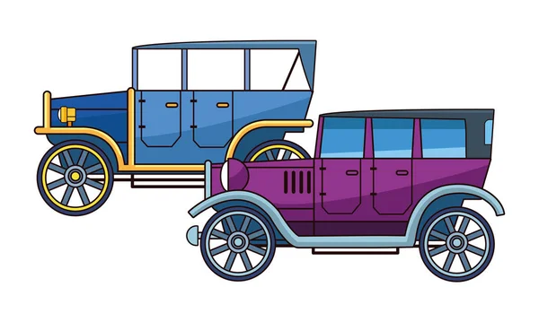 Vozidla se starožitně a klasickým automobilech — Stockový vektor