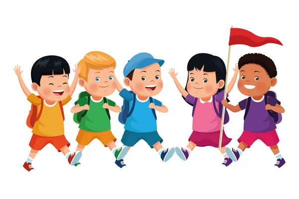 Kids and summer camp cartoons — Stock Vector
