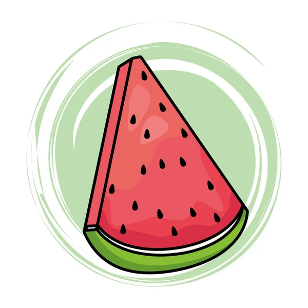 西瓜新鲜水果切片卡通片 — 图库矢量图片