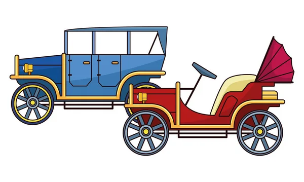 Oldtimers en oldtimer voertuigen — Stockvector