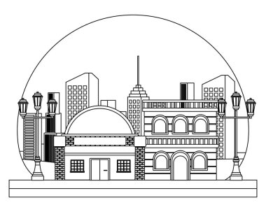 Kentsel binalar ve şehir mimarisi siyah beyaz