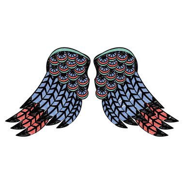 Kuş kanatları izole karalama