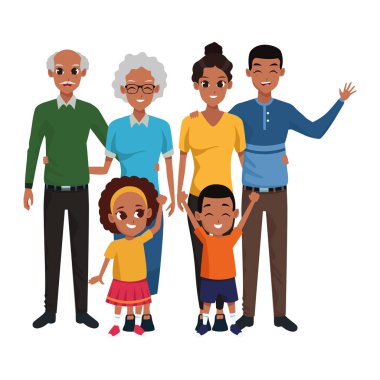 Aile bireyleri ve çocuk karikatürleri