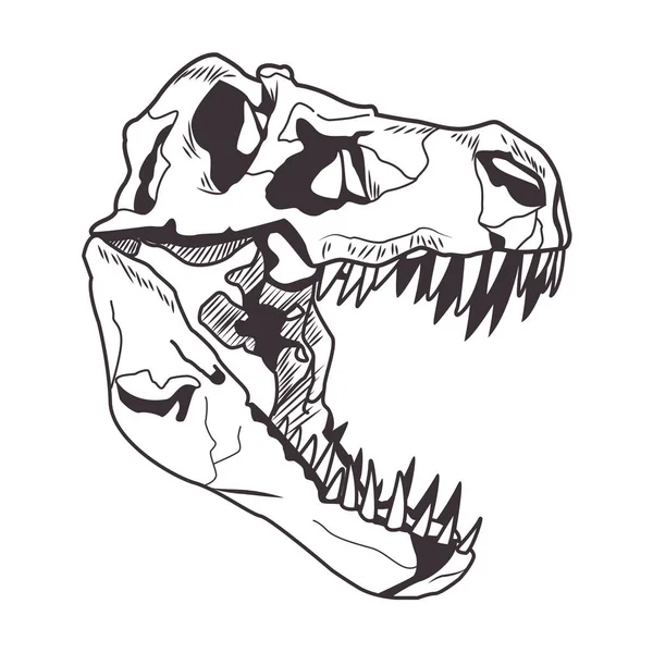 Dinosaurierkopf-Skelett gezeichnet Tattoo-Ikone — Stockvektor