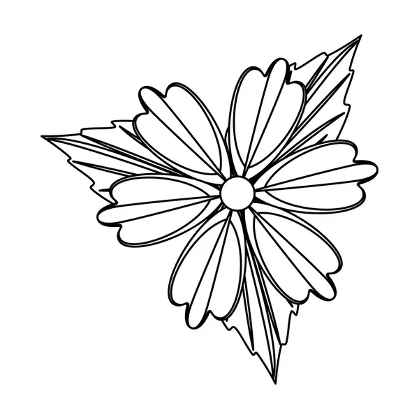 黒と白の花の熱帯春の花の漫画 — ストックベクタ