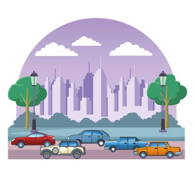 Vintage ve klasik modern araba araçlar ile