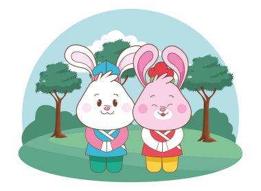 Orta sonbahar festivali karikatürler Tavşanlar