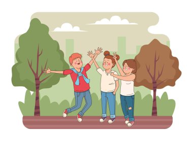 Gençler arkadaşlar gülümseyen ve eğlenmek