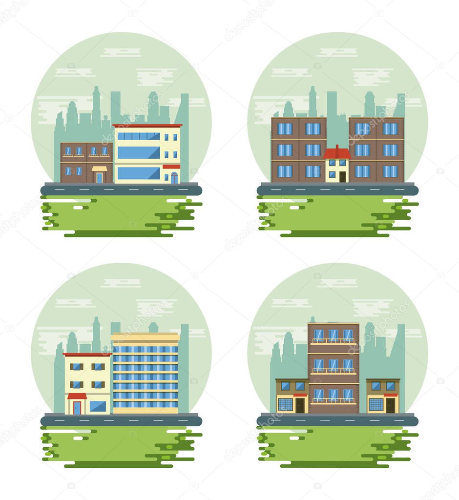 Urban buildings cityscape view scenarios