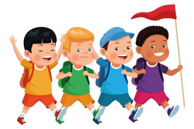 Çocuklar ve yaz kampı karikatürler