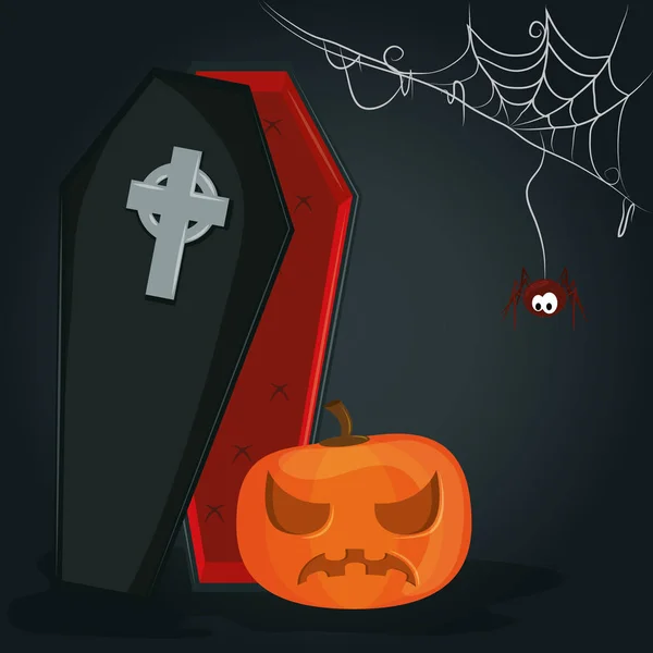 Happy halloween scary night cartoon — Stock Vector