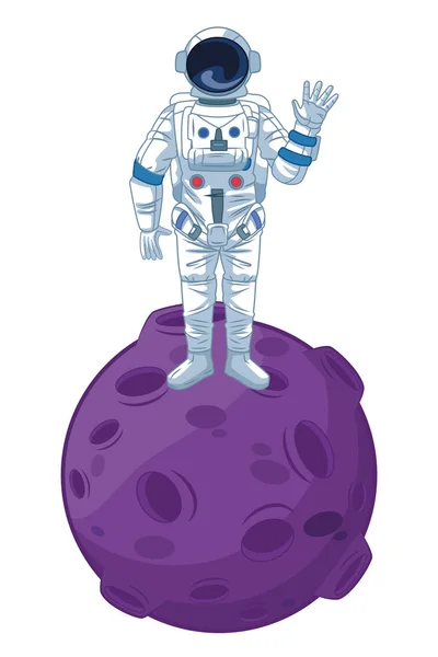 Astronauta exploración espacial dibujos animados aislados — Vector de stock