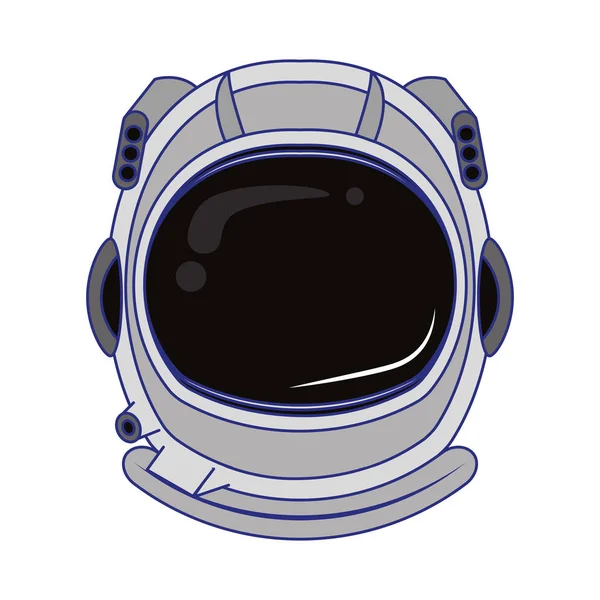 Astronauta capacete equipamento cartoon isolado linhas azuis —  Vetores de Stock