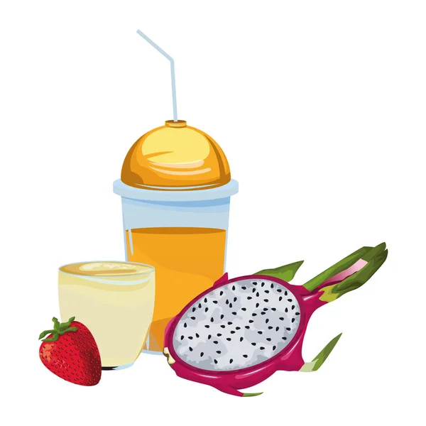 Trópusi gyümölcs és smoothie ital — Stock Vector