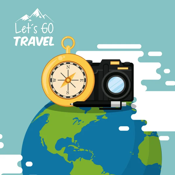 Cestovní ruch a ikona cestovního ruchu — Stockový vektor
