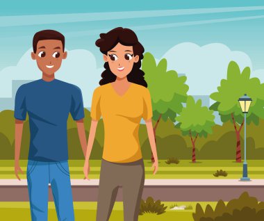 Doğada yürüyen erkek arkadaşlar.