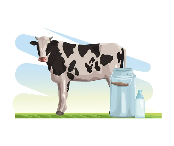 Фермерство пляшка коров'ячого молока і каністра — стоковий вектор
