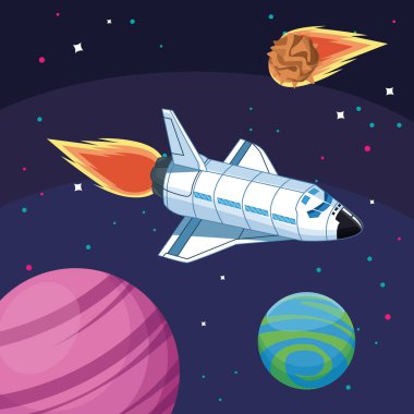 spacecraft planets and asteroid space exploration clipart