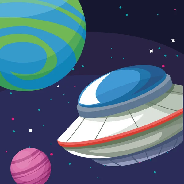 Ufo planets discovery cosmos astronomy space exploration — 스톡 벡터