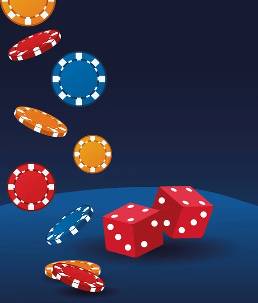 Dobbelstenen en chips wedden spel gokken casino — Stockvector