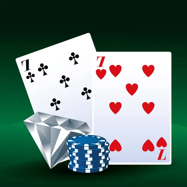 Cartas de póquer fichas de diamante juego de apuestas casino — Vector de stock