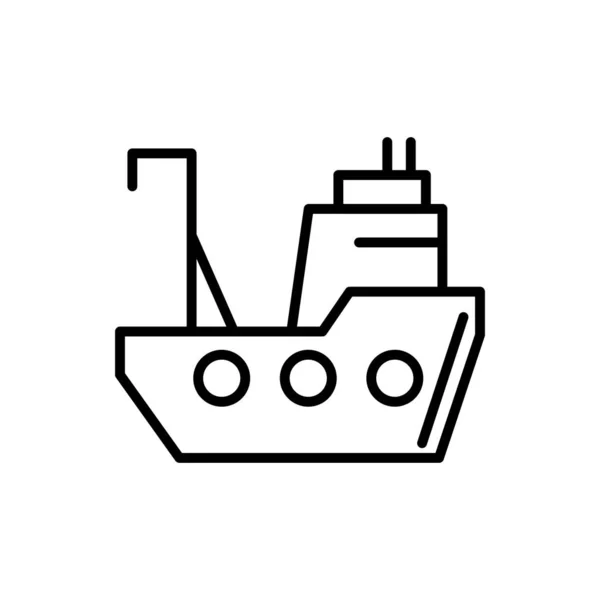 Линейный дизайн коммерческих рыболовных судов — стоковый вектор