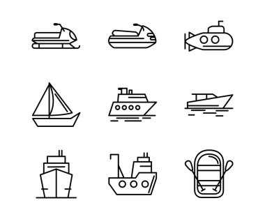 taşıma aracı doğrusal tasarım simgeleri