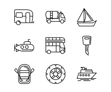 taşıma aracı doğrusal tasarım simgeleri