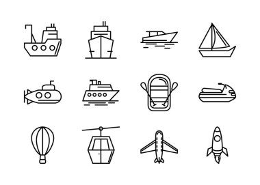 taşıma aracı doğrusal tasarım simgeleri