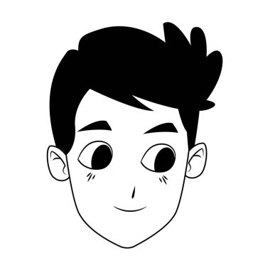 Sevimli Mutlu Çocuk yüz ikonu, düz tasarım