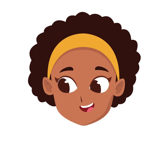 Karikatur afro girl face icon, buntes design — Stockvektor