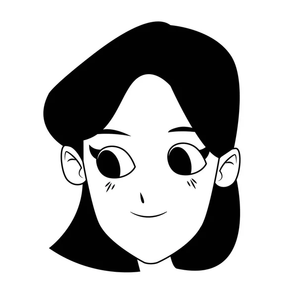 Icono de la cara de la mujer de dibujos animados, diseño plano , — Vector de stock