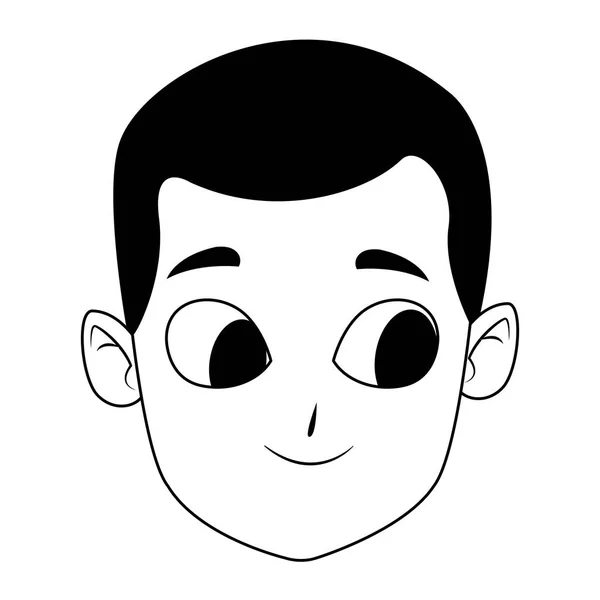 Happy boy icône souriante, design plat — Image vectorielle