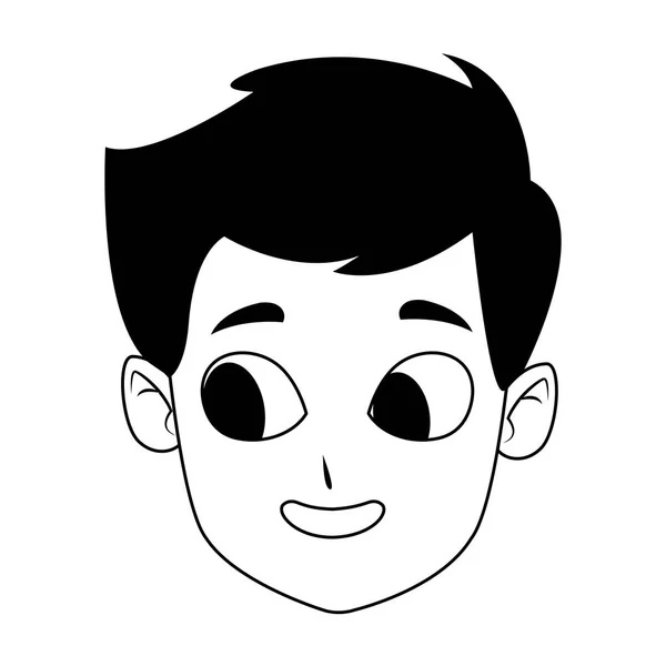 Desenho animado bonito menino rosto ícone, design plano —  Vetores de Stock