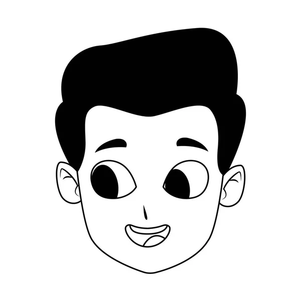 Šťastný chlapec tvář ikona, plochý design — Stockový vektor