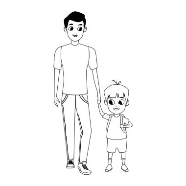 Çizgi film Baba ve Oğul ikonu, düz tasarım