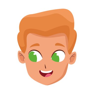 Yeşil gözlü mutlu çocuk, renkli tasarım.